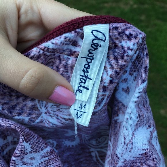 Maroon & White Patterned Aeropostale Tank - Picture 3 of 3